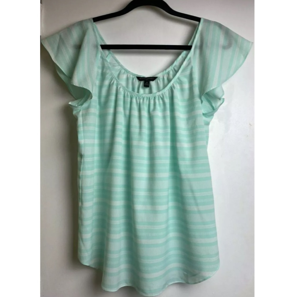 Express Light Green Top Flutter Sleeves Medium